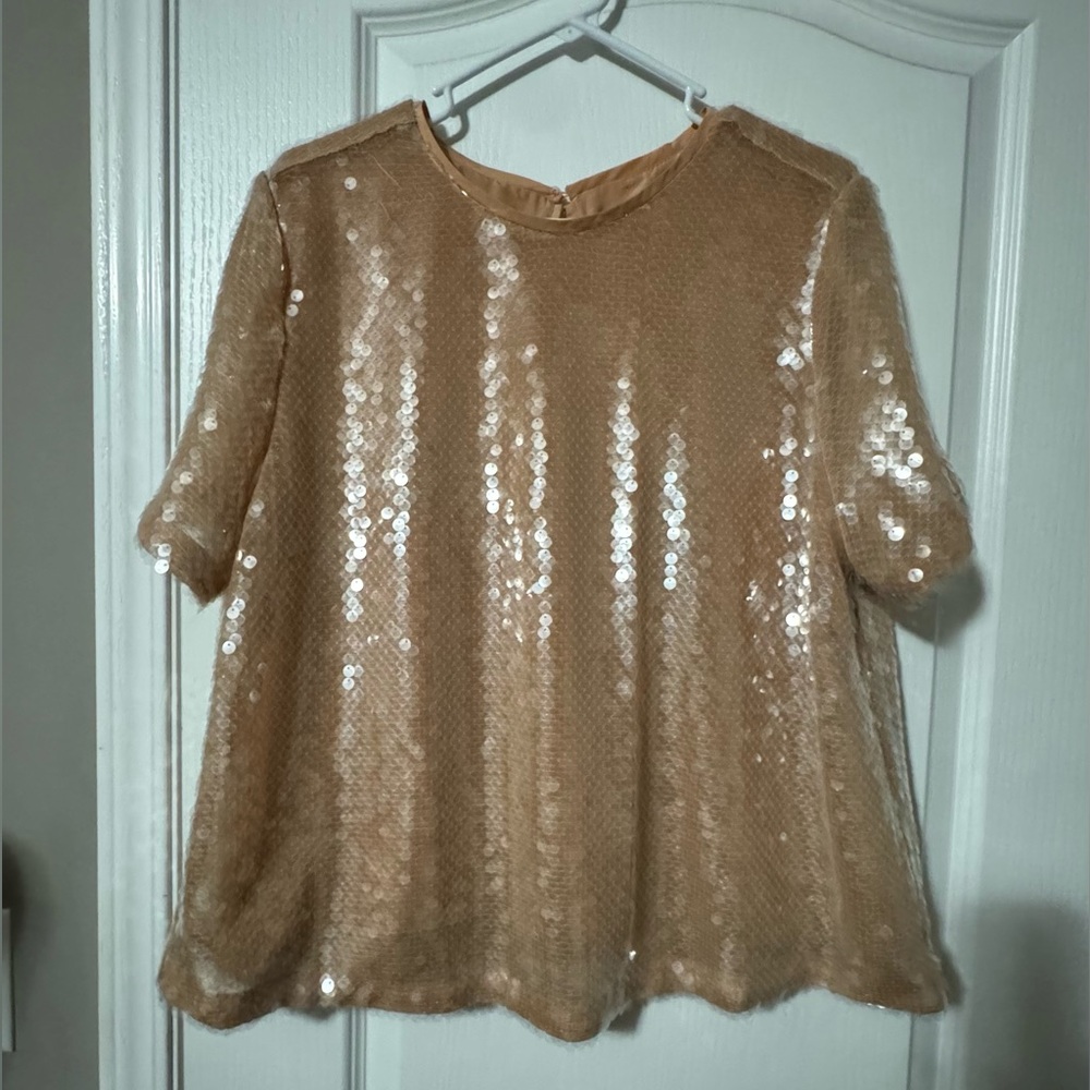 LOFT Shimmering Gold Sequin Blouse
